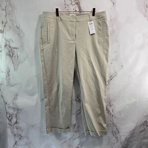 Chicos Pants Women 14 L 2.5 Khaki Tan Ankle Cuffed Crop High Rise Chino Slimming